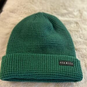 Yea.Nice Beanie Soft Acrylic Kelly Green Folded Waffle Weave Beanie Hat Cap